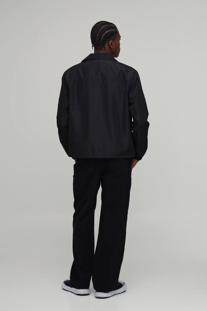 Varsity Badge Collared Coach Jacket | Black | Size XS