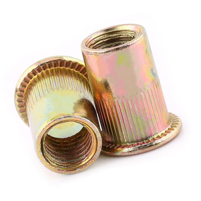 M3M12 Acier au carbone Plat Fileté Écrou à sertir à bride Inserts Écrou à sertir Fixation M6x100pcs