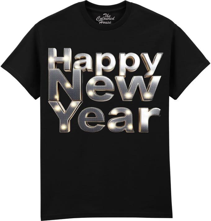 Happy New Year - Silver The Coloured House T-shirt L