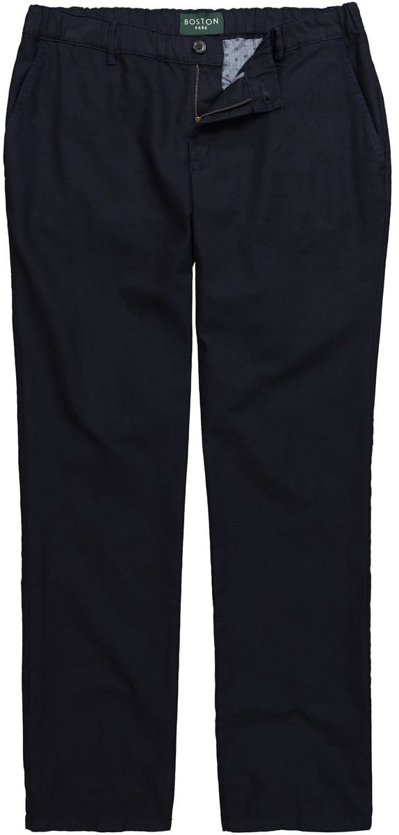 Boston Park - Heren - Linnenmix-broek regular fit elastische tailleband - Navy blauw - Maat 52