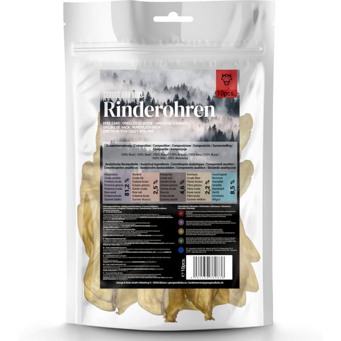 500g George & Bob's runderoren naturel 10 stuks hondensnack