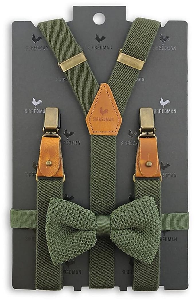 Sir Redman - Bretels met strik - bretels combi pack Glenn Green - groen