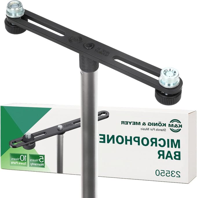 Microfoon Bar - Dubbele Microfoonhouder - Twee Microfoons Plaatsen - Verstelbare Afstand - 5.8 tot 17 cm - Zwart