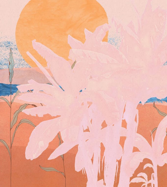 Fotobehang Platanos - Pink - Meerkleurig - 2,80m X 250cm