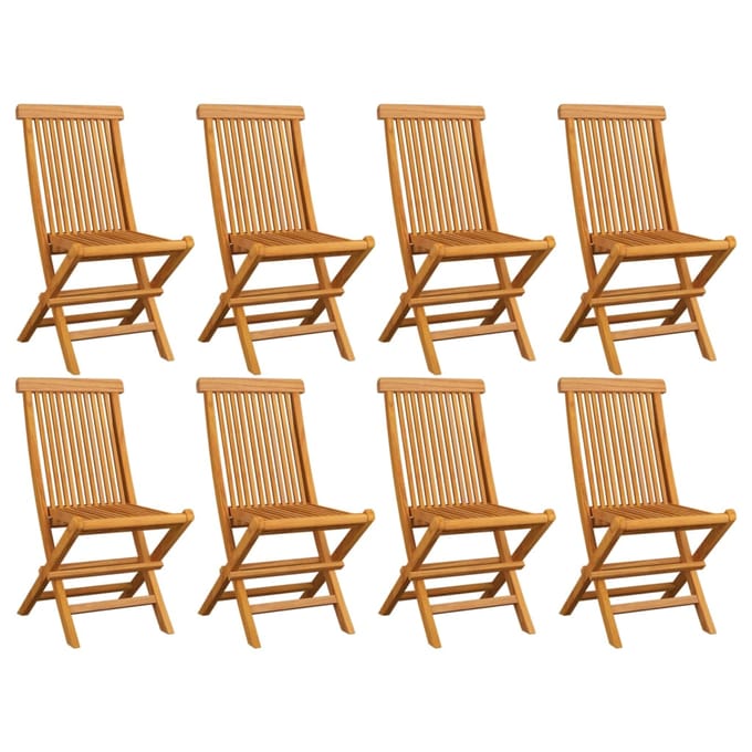 vidaXL - Opklapbare - stoelen, - 8 - stuks, - massief - teakhout