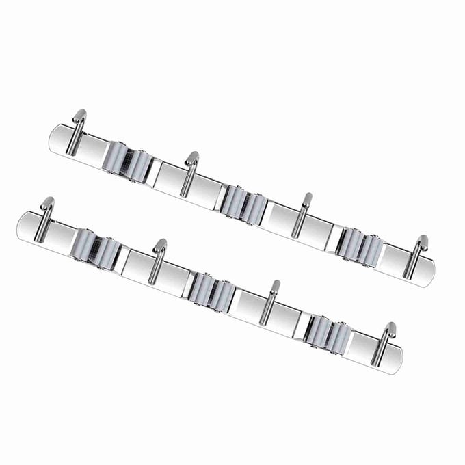 Bezemhouder RVS 3 Clips en 4 Haken Grijs Dweilhouder Pak van 2 voor Keuken white