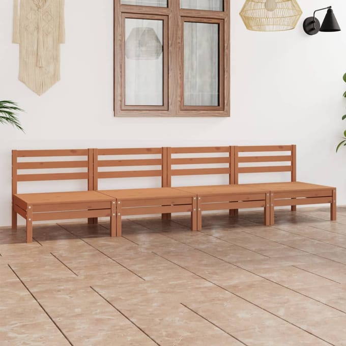 vidaXL - 4-delige - Loungeset - massief - grenenhout - honingbruin