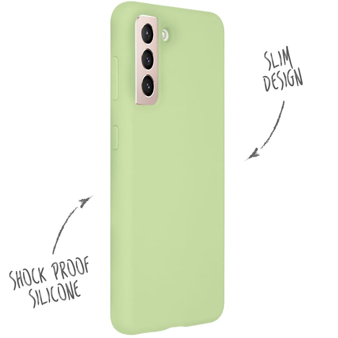 Accezz Hoesje - Geschikt voor Samsung Galaxy S21 Plus - Liquid Silicone Backcover - Groen
