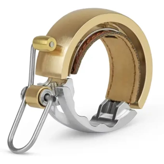 Knog Fietsbel Oi Luxe 1,5 Cm Aluminium/leer Zilver/koper Maat L