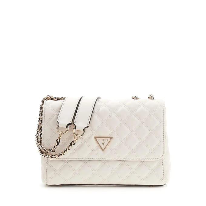 GUESS Schoudertas Giully II Compound Convertible Flap Bag Creme White Crème