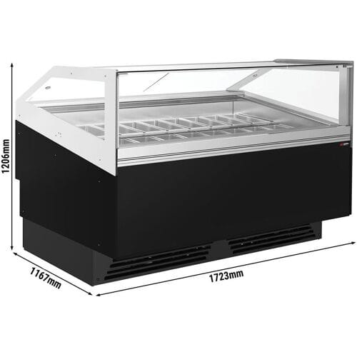 GGM Gastro Eistheke ADAM - 1700mm - Umluft - für 18x 5 Liter oder 12x 7 Liter Eisbehälter - Schwarz