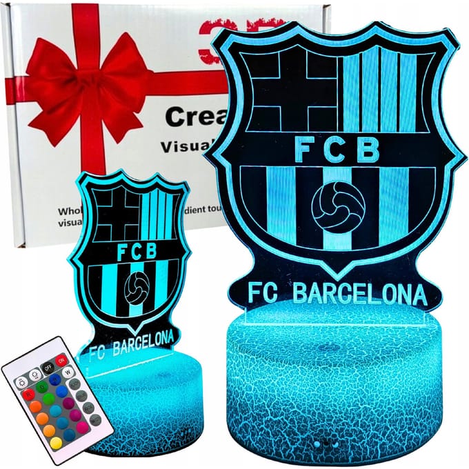 Veilleuse Pour Enfants Logo Blason Fc Barcelone 16 LED 3D + Télécommande