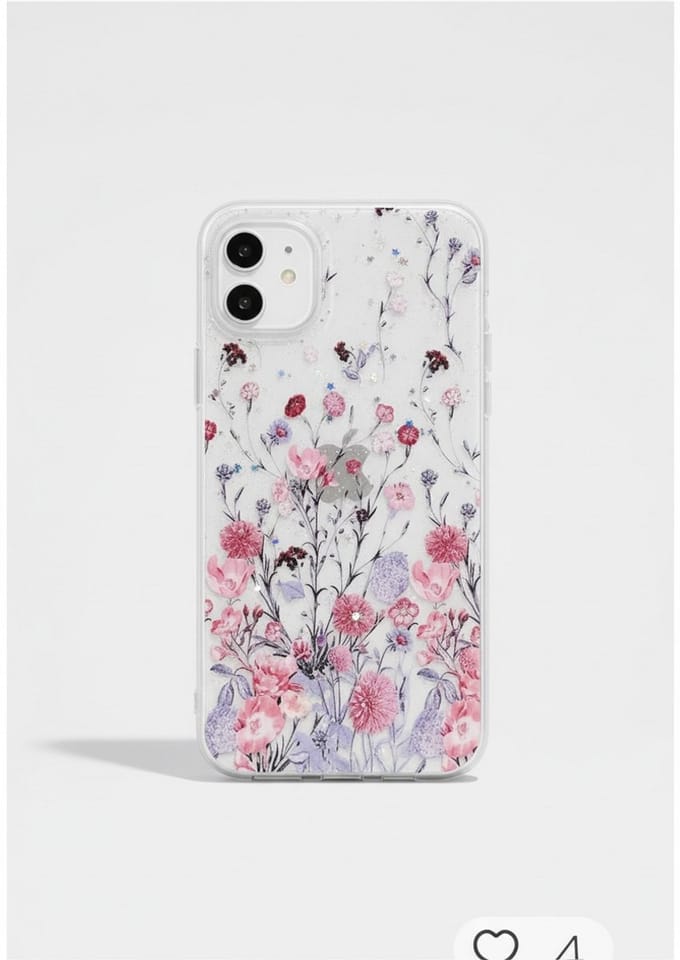 Iphone hoesje - gedrukte bloemen - paars/roze - Iphone 14