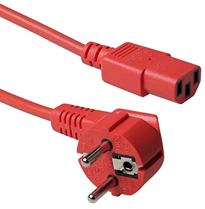 Netsnoer CEE 7/7 naar C13 1,8 m - Haaks en Rood