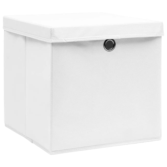 vidaXL - Opbergboxen - met - deksel - 4 - st - 28x28x28 - cm - wit