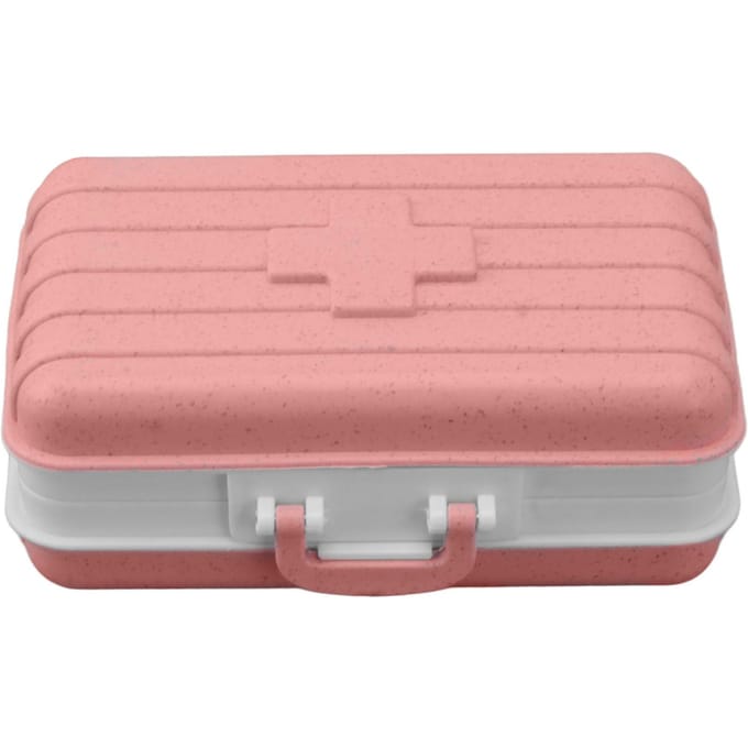 Mini Medicijndoos 6 Vakken Kofferontwerp Strakke Sluiting Plastic Medicijncontainer voor Zak roze