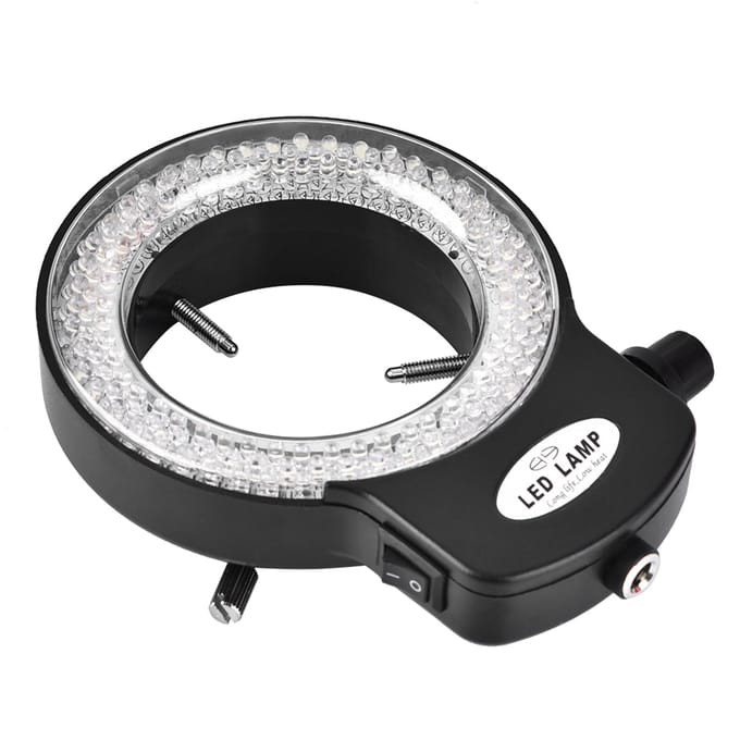 Caméra de microscope 144 LED Source lumineuse Luminosité réglable Lampe annulaire US plug blanc