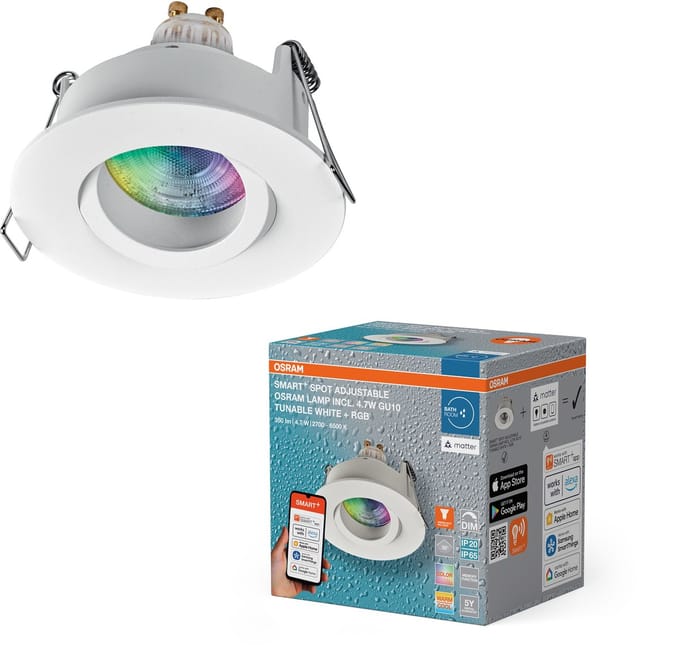 OSRAM Smart Matter Spot LED inbouwspot IP65 RGBW verstelbaar wit, 4,7W Smart Home, dimbaar, app-bediening