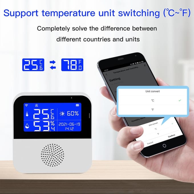 Tuya WIFI Intelligente Temperatuur Vochtigheidssensoren Intelligent Huis Desktop Kantoor Hotel wit