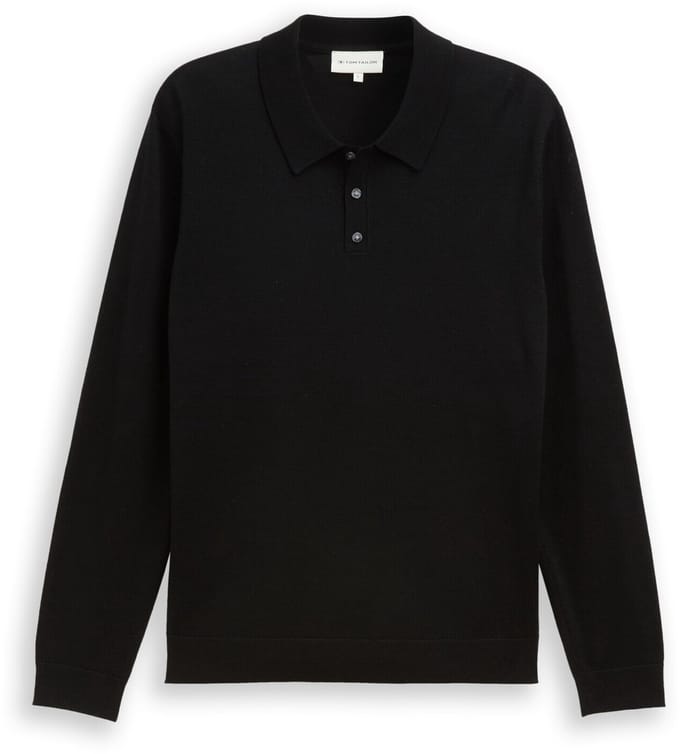 Tom Tailor - Gebreide trui met merinowol - Maat M - Black