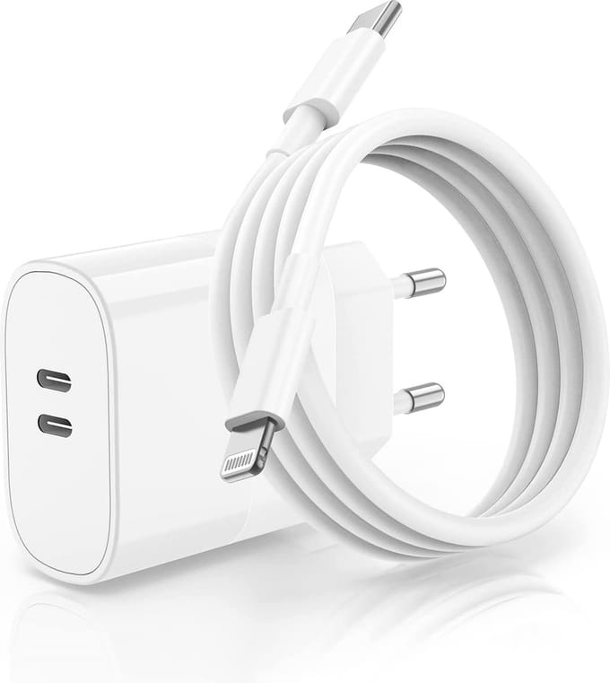 USB-C Adapter Snellader + 1 meter kabel - Geschikt voor iPad en iPhone met Lightning - 14 / 13 / 12 - USB-C - Snellader 14 Pro Max 13 12 11 X Max Xr Plus Mini