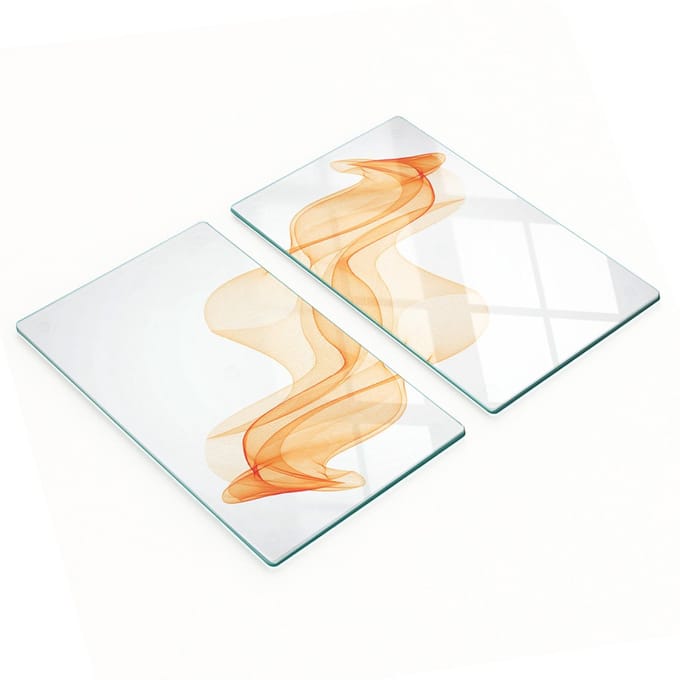 Glazen snijplanken met abstracte rookafbeeldingen, 2x30x52 cm