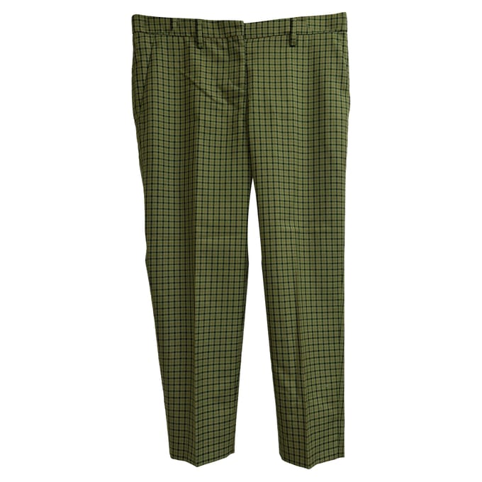 Miu Miu geruite broek van groene wol