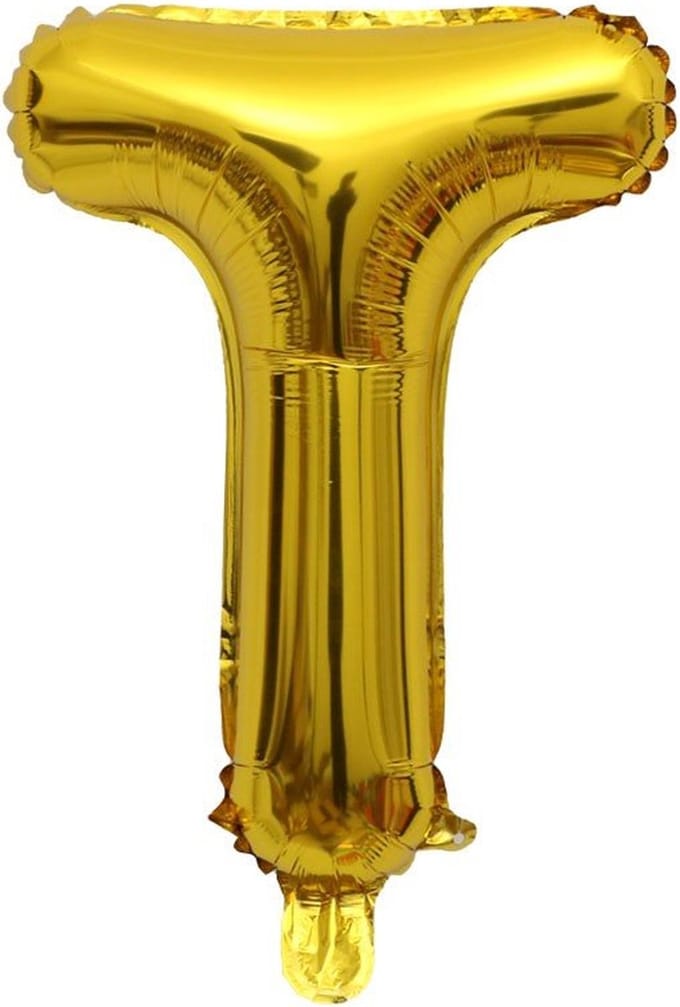 Folieballon / Letterballon Goud  - Letter T - 41cm