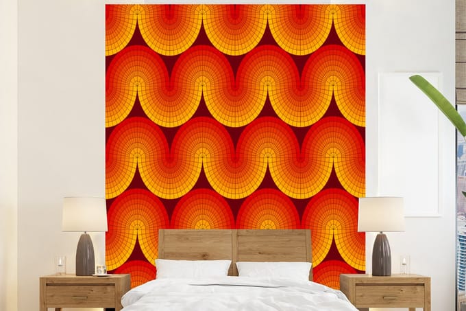 Behang - Fotobehang Design - Retro - Rood - Abstract - Breedte 210 cm x hoogte 260 cm