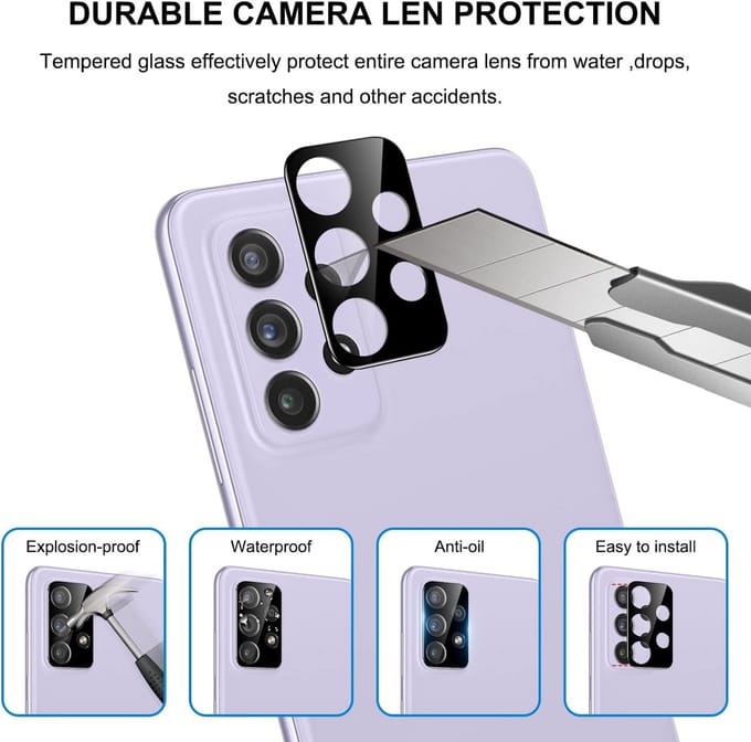Camera Lens Glass Protector - beschermer Geschikt voor: Samsung Galaxy A73 5G - Zwart