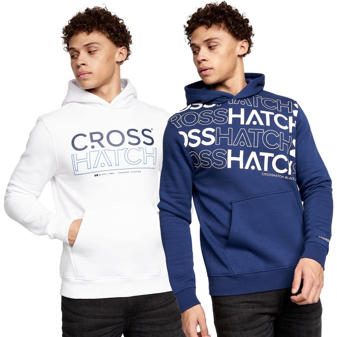 Crosshatch Heren Hensal Hoodie (Set van 2) (Marine / Wit)