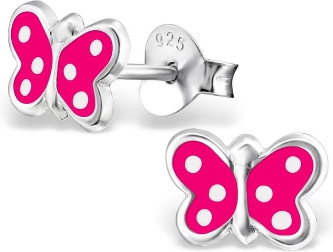 Princess Oorbellen Vlinder - 925 Zilver E-Coating - Dier - 8x5mm