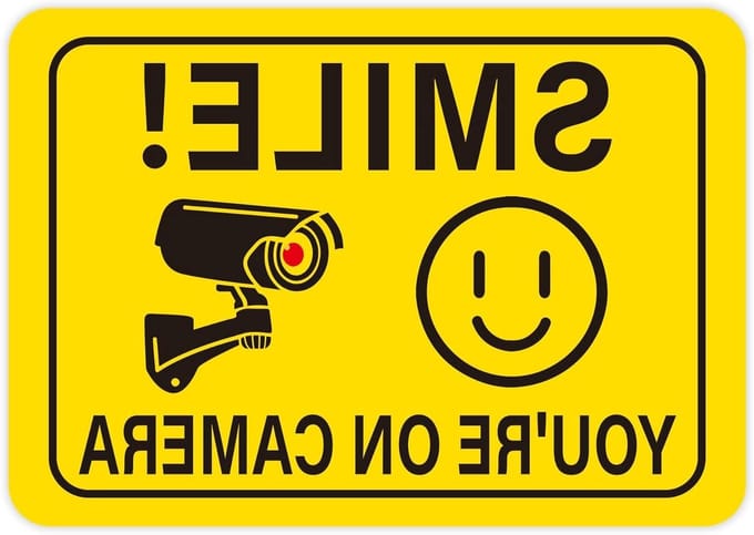 Camera Bord - Waarschuwingsbord - Beveiliging Thuis - Opvallend Geel - 25 cm - Geel