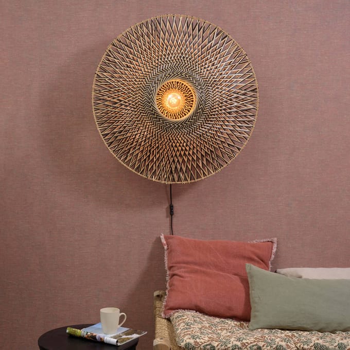 GOOD&MOJO Wandlamp Bali - Bamboe/Zwart - Ø87cm - Binnen Scandinavisch,Bohemian