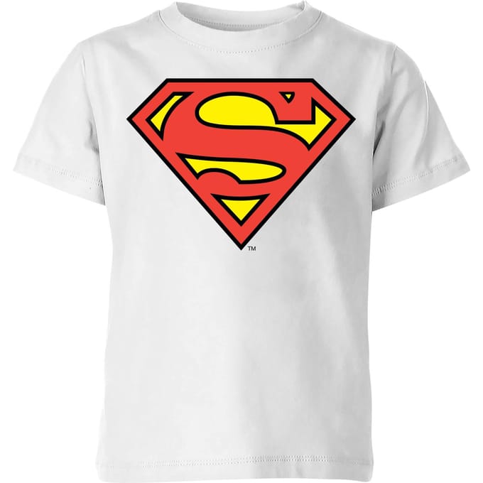 DC Originals Official Superman Shield Kinder T-shirt - Wit - 146/152 (11-12 jaar)
