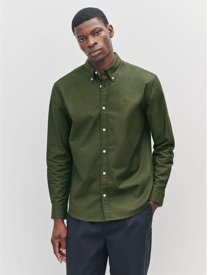 Next - Heren - Slim-fit Oxford-overhemd met lange mouwen - Groen