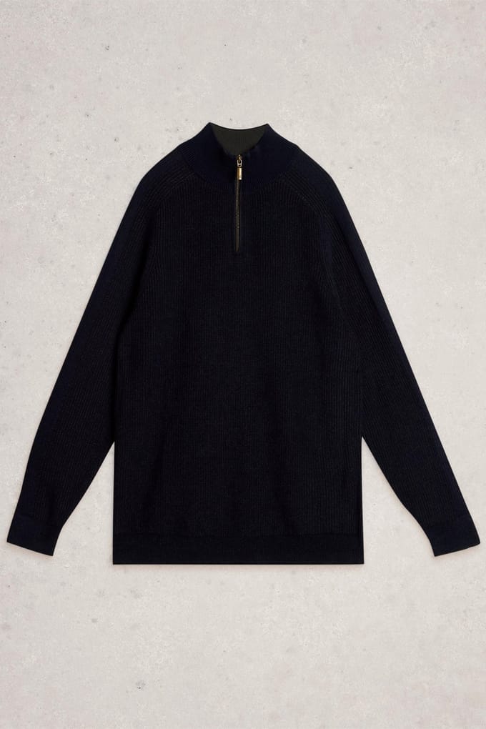 White Stuff Pentire Half Zip Dark Navy Größe: S | Pullover Outlet | Herren | Blau