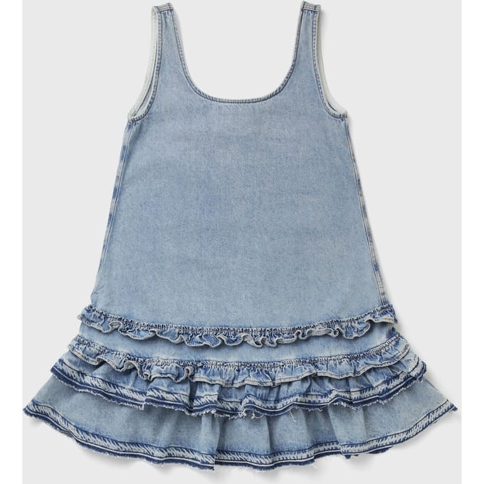 Lightweight Denim Frill Mini Dress