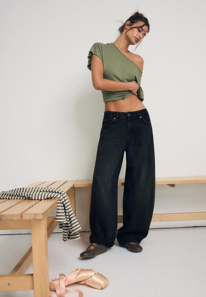 Stradivarius D80 Barrel fit jeans  ZWARTE DENIM WASSING 42