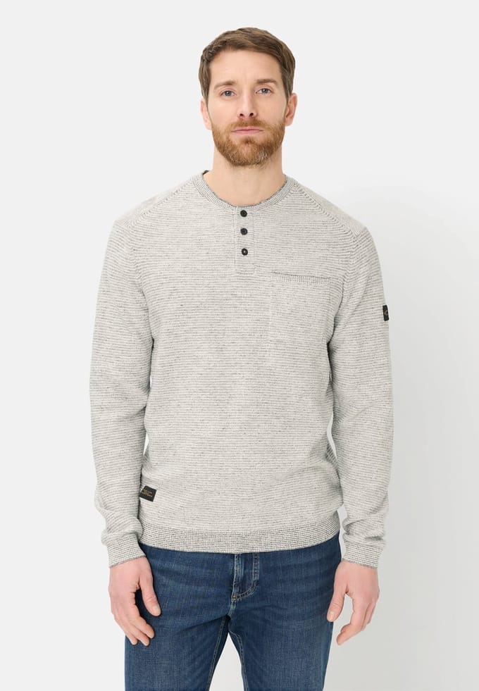 camel active Trui met knoopsluiting - Maat menswear-S - Donkerblauw