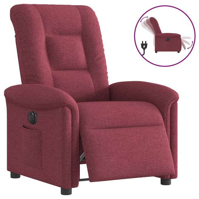 vidaXL - Fauteuil - verstelbaar - elektrisch - stof - wijnrood