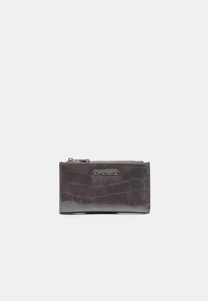 Stradivarius Basic portemonnee met coco-look  Donkergrijs OS