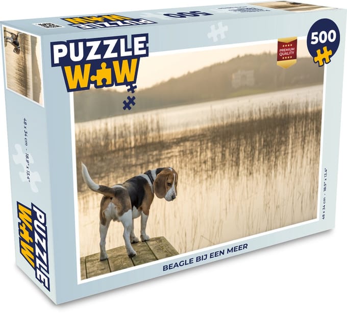 Puzzel Beagle bij een meer - Legpuzzel - Puzzel 500 stukjes