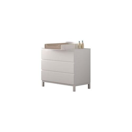 Commode Eva - 98x72x104cm - 3 Lades - Met Luierplank - Wit