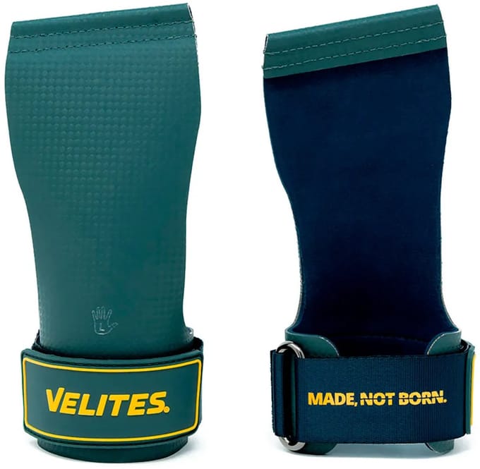 Velites Quad Ultra Hand Grips – CrossFit Handbeschermers – Zonder Chalk – Dark Green-Blue – M