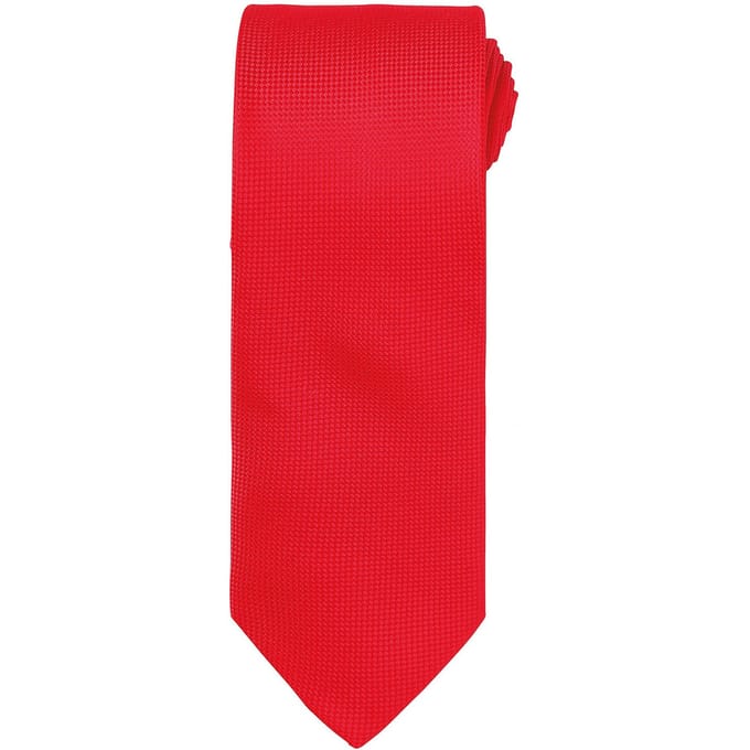 Premier Uniseks Micro Wafel Stropdas voor volwassenen (Rood)