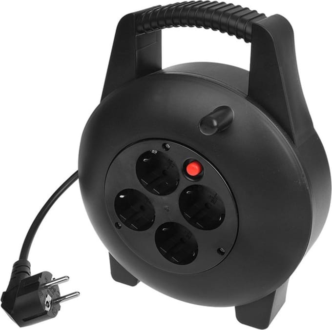 ProPlus-Kabelhaspel-4-weg-Schuko-10-m