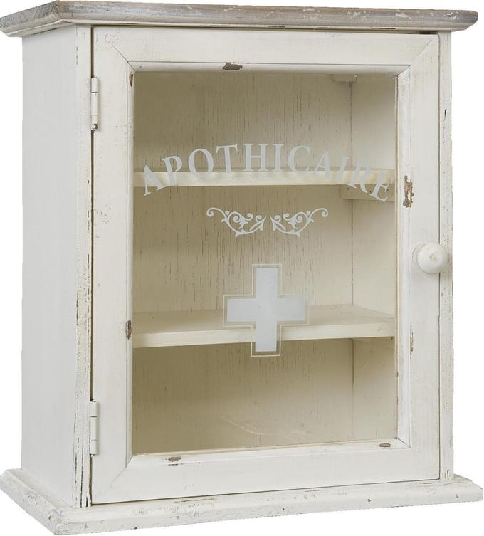 Clayre & Eef Medicijnkastje 32x18x36 cm Wit Hout