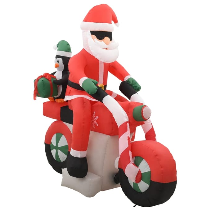 vidaXL - Kerstman - opblaasbaar - op - motorfiets - LED - IP44 - 160 - cm