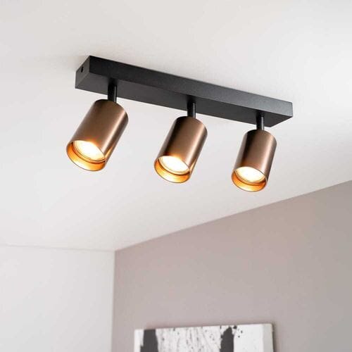Taurus bronzo III by LUSENZ - 3-lichts plafondspot met kantelbare geborstelde bronzen spots en matzwarte basis